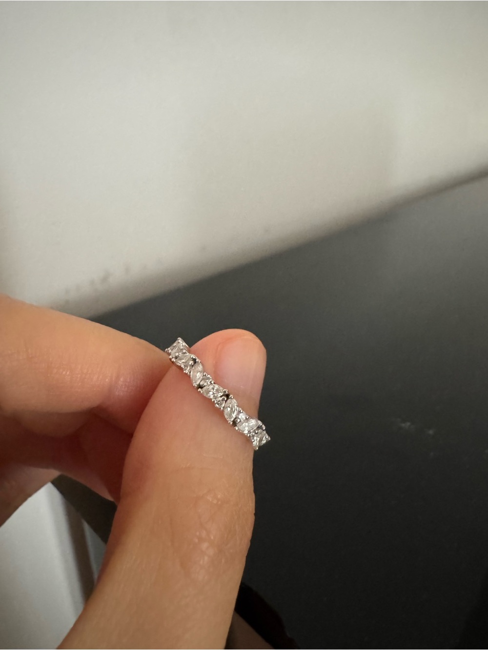 Marquise Diamond Ring - 14K Solid White Gold with 0.35 ctw Diamonds